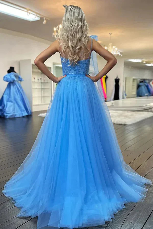 Vestidos de fiesta largos de encaje con un solo hombro y abertura en forma de A